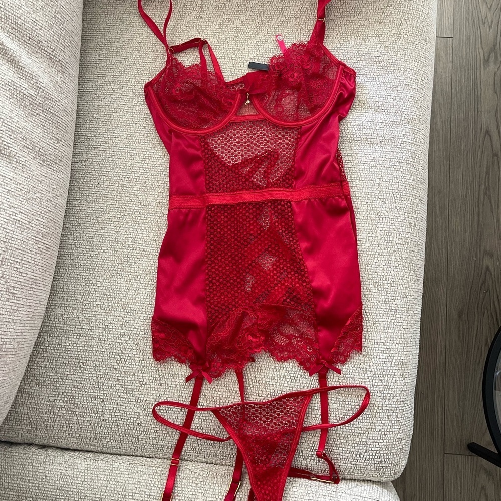 Red Lace Chemise Set